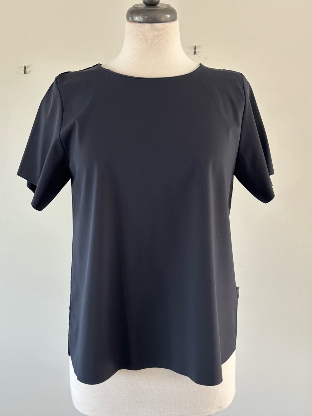 ELEMENTE CLEMENTE Black Techno Fabric Shirt Sui, Boxy w/Short Sleeves NWT Sz 0